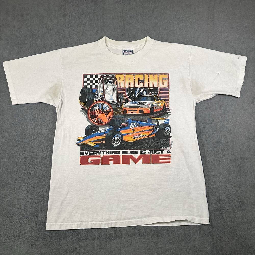 VTG Racing Everything Else Is Just A Game #1 Action Sport 90s Men's T-Shirt Sz L